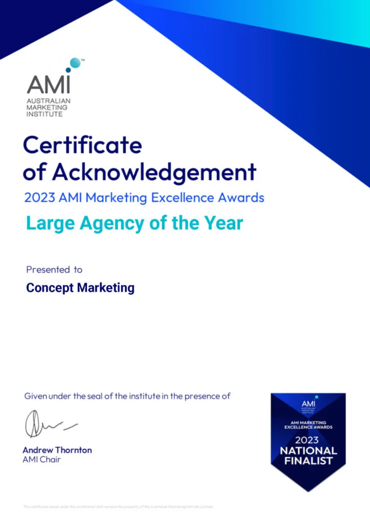 Concept Marketing Finalist For Ami'S Large Agency Of The Year Award